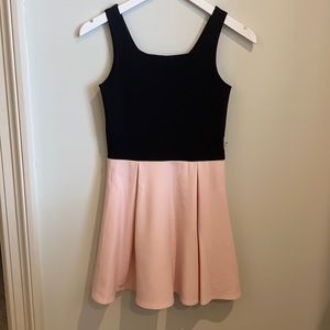 Girls black and blush skater skirt dress
